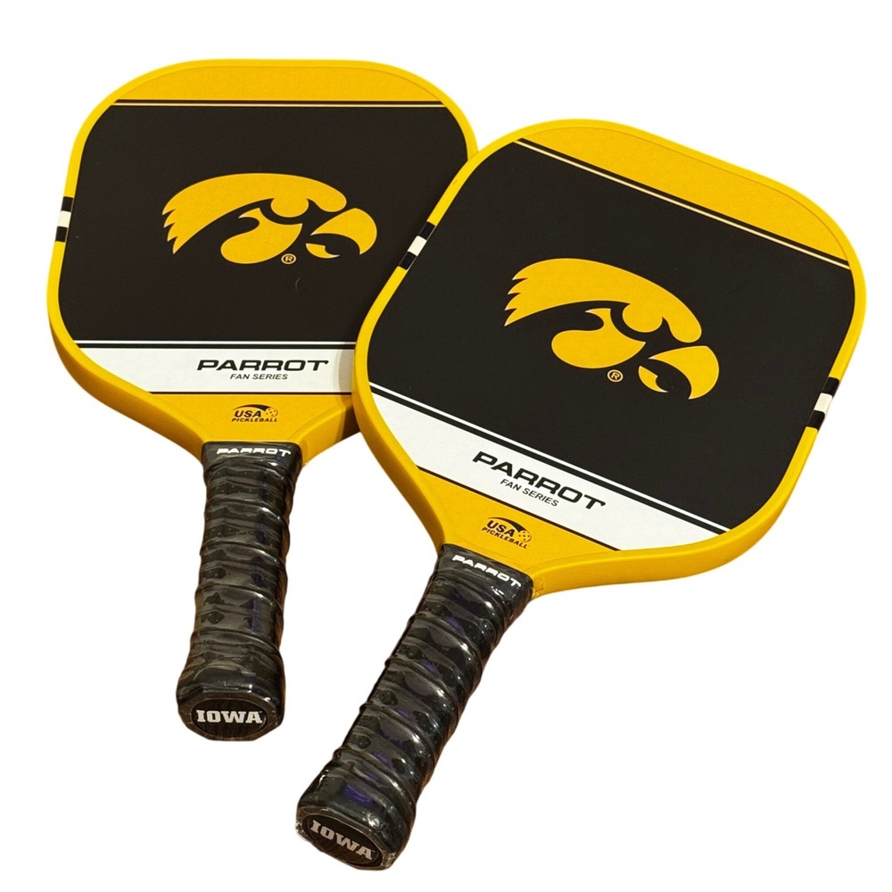 SET OF TWO Parrot Iowa Hawkeyes‎ Pickleball Paddles — Brand New Carbon Fiber